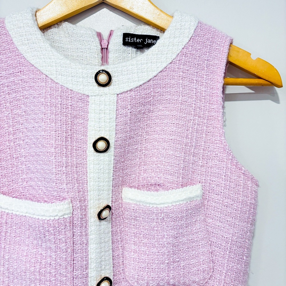 SISTER JANE Pink tweed mini dress | Feminine preppy | X-Small - Picture 3 of 7